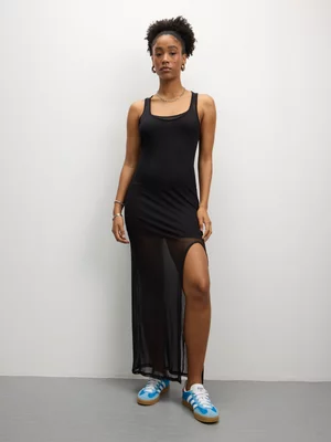 Redbat Women's Black Maxi Mesh Dress