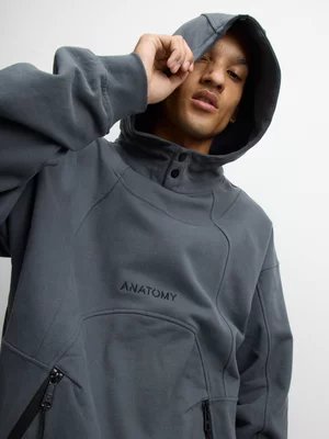 Anatomy Men's Panelled Fleece Grey Hoodie 