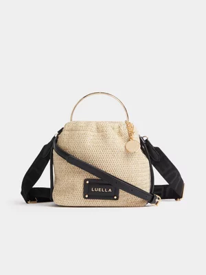 Luella Raffia Drawstring Bucket Bag