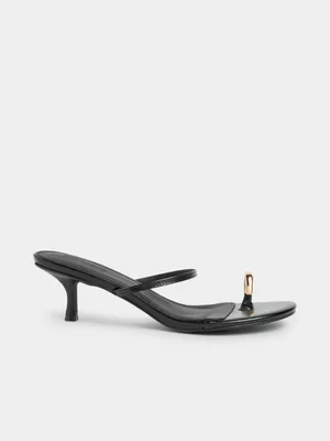 The FIX Women's Black Toe Post Gold Trim Heel