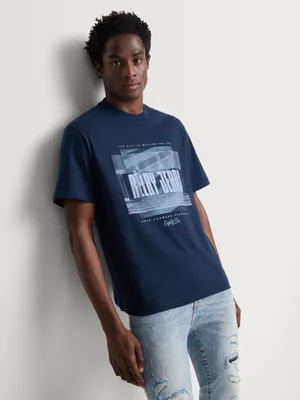 Relay Jeans Men's Relaxed Fit Navy Graphic T-Shirt