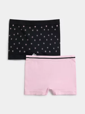 Jet Teen Girls 2 Pack Black Pink Bow Seamless Boy Leg