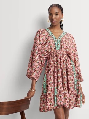 Women's Mandi Pink Kaftan V-Neck Mini Dress