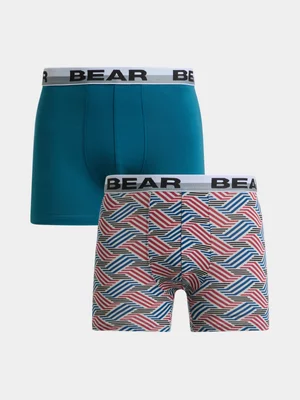 Jet Men's 2 Pack Black/Teal Plain Trunks