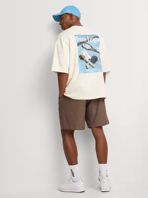 Markham Men's Oversize Fit Photographic White T-Shirt