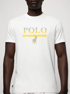 Men's Polo White Printed T-Shirt