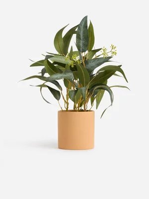 Jet Home Large Olive Leaf Taupe Ceramic Pot