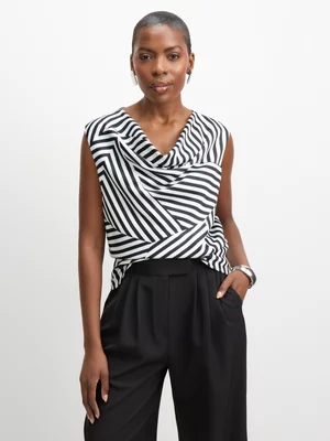 Jet Women's Black Milk Stripe Satin Sleeveless Blouse