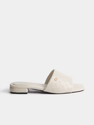 Luella Embossed Flat Slip In Sandals