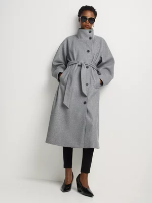 Soft Funnel Neck Belted Coat