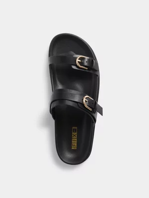 The FIX Black Double Buckle Strap Sandal
