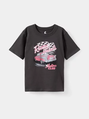 Cotton On Kids Girl Black Poppy Oversize Graphic T-shirt