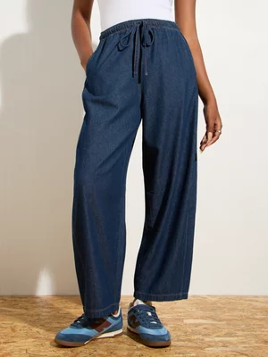 Women's Canvas Denim Barrel Leg Pants