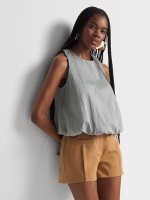 Sleeveless Bubble Hem Shell Top