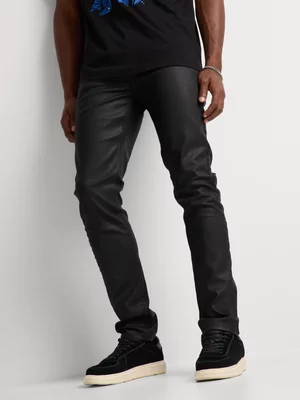 Relay Jeans Men's Skinny Coated Black Denim