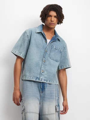 The FIX Men's Light Wash Boxy Denim Shirt