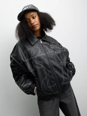 Redbat Women's Oversized Tonal Black Jacket