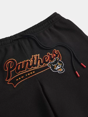 The FIX Men's Black Applique Graphic Print Shorts