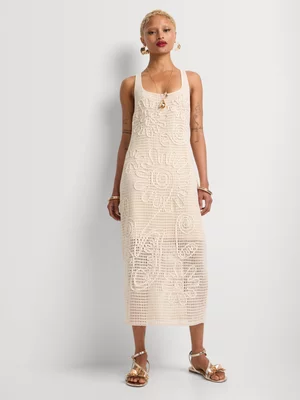 Luella Crochet Cornelli Midi Column Dress