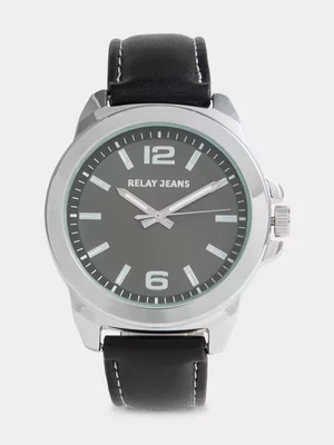 Relay Jeans Men's PU White Contrast Stitch Black Watch