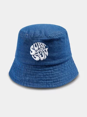 Boy's Denim Slogan Bucket Hat