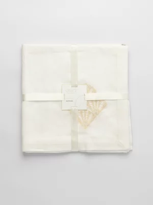 Grace Art Deco Embroidered Napkins White Grey 50x50cm 2Pk