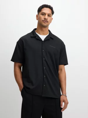 Jet Men's Black Pique Button Shirt Set