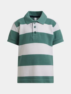 Exact Younger Boy's Green & White Striped Golfer