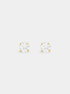 Studex Sensitive Gold Plated Stainless Steel Cubic Zirconia Round Stud Earrings 