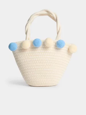 Jet Younger Girls Natural Pom Pom Bag