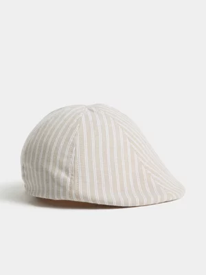 Markham Men's Striped Stone/White Flat Cap 