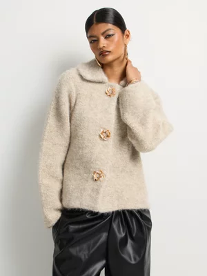 Luella Fluffy Flower Button Cardigan