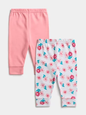 Jet Baby Girls Peony Daisies 2-Pack Leggings