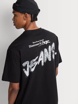 Relay Jeans Men's Relaxed Fit Spray Paint Black Graphic T-Shirt