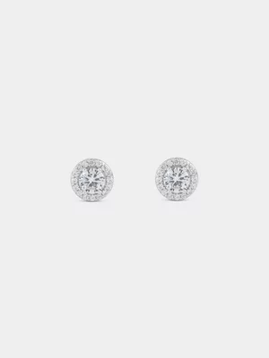 Cheté Sterling Silver Cubic Zirconia Round Halo Stud Earrings