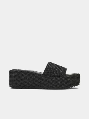 Women's Steve Madden Black RAFFIA DÉCOR Sandals