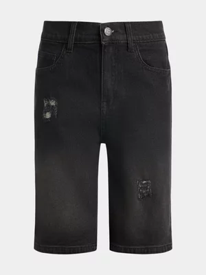Exact Older Boy's Black Rip & Repair Shorts