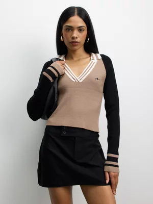 The FIX Women's Mocha Knit Collar Top