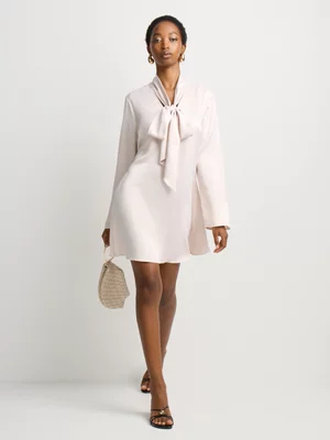 Satin Long Sleeve Mini Dress