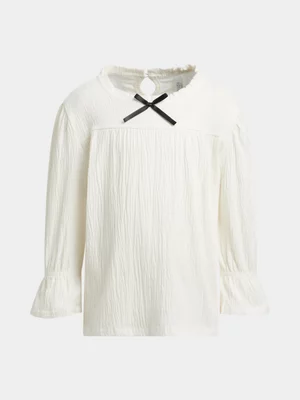 Exact Older Girl's White Textured Boho Top