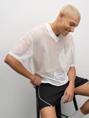 The FIX Men's White Mesh Top