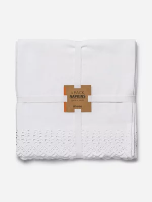  Gianna Anglaise Napkin White 4 Pack 50x50