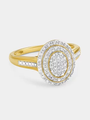Yellow Gold Diamond Oval Double Halo Ring