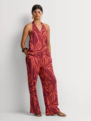 Viscose Blend Elasticated Waist Wide Leg Pants