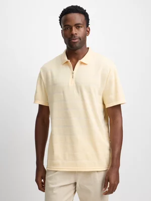 Exact Men's Yellow Textured Quarter Zip Golfer