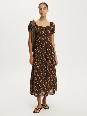 Women's Cotton On Brown Daisy Midi Dress
