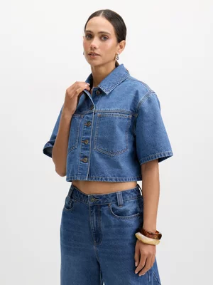 Exact Women's Medium Wash Cropped Denim Jacket