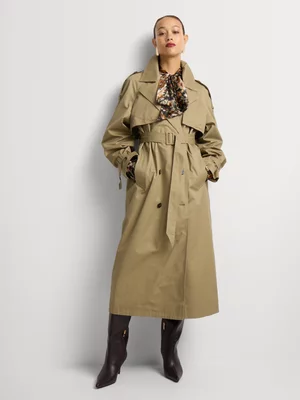Cotton Blend Longer Length Trench Coat