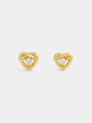 Yellow Gold Vermeil Lab Grown Diamond Love Knot Stud Earrings