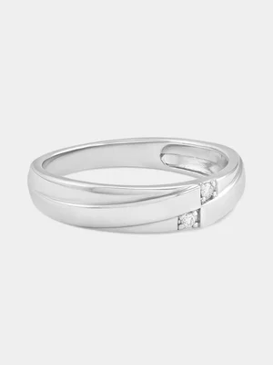 Sterling Silver Lab Grown Diamond Crossover Ring 